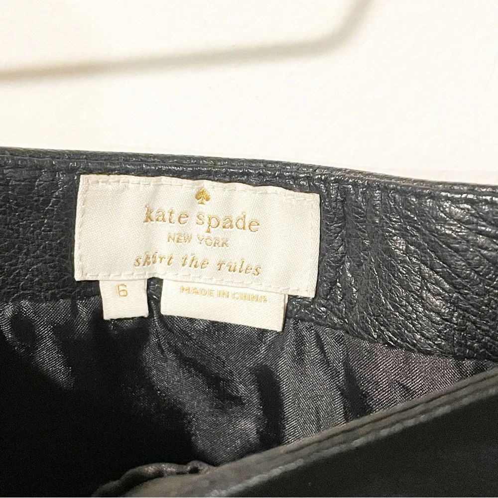 Kate Spade Size 6 Black Lambs‎ Leather Lined Skater Skirt Zipper